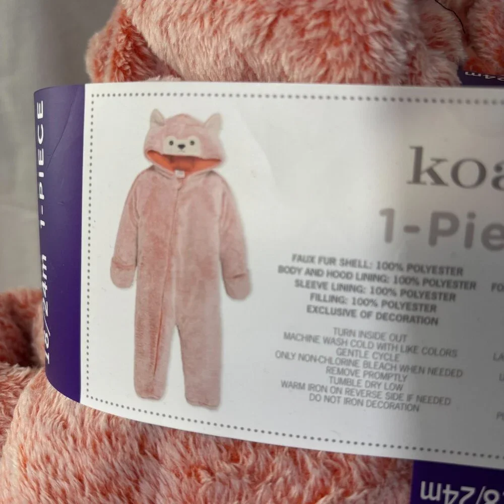 🆕 koalababy 1 piece plush pram, peach fleece baby 18/24 mos - NWT
